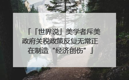 「世界说」美学者斥美政府关税政策反复无常正在制造“经济创伤”