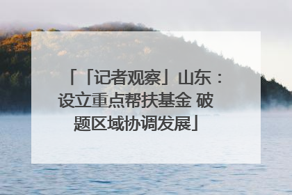 「记者观察」山东：设立重点帮扶基金 破题区域协调发展
