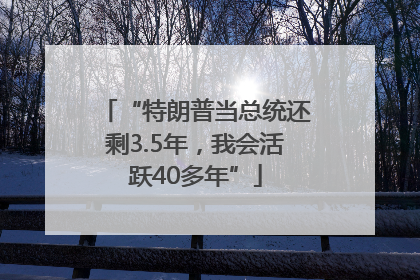 “特朗普当总统还剩3.5年，我会活跃40多年”