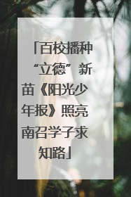 百校播种“立德”新苗《阳光少年报》照亮南召学子求知路