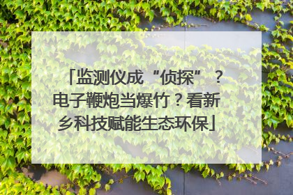 监测仪成“侦探”？电子鞭炮当爆竹？看新乡科技赋能生态环保
