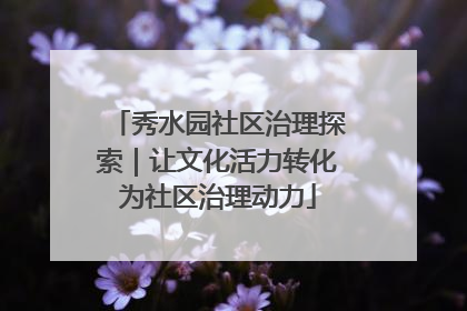 秀水园社区治理探索｜让文化活力转化为社区治理动力