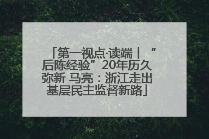 第一视点·读端丨“后陈经验”20年历久弥新 马亮：浙江走出基层民主监督新路