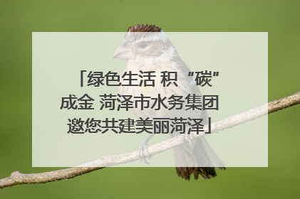 绿色生活 积“碳”成金 菏泽市水务集团邀您共建美丽菏泽
