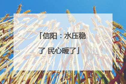 信阳：水压稳了 民心暖了
