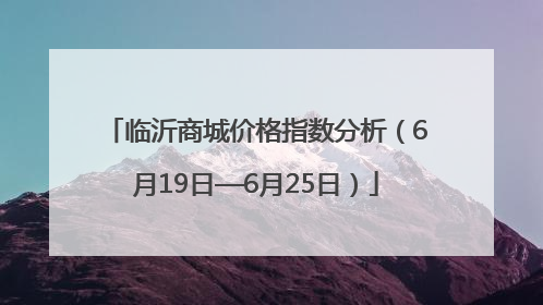 临沂商城价格指数分析（6月19日—6月25日）
