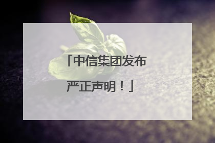 中信集团发布严正声明！