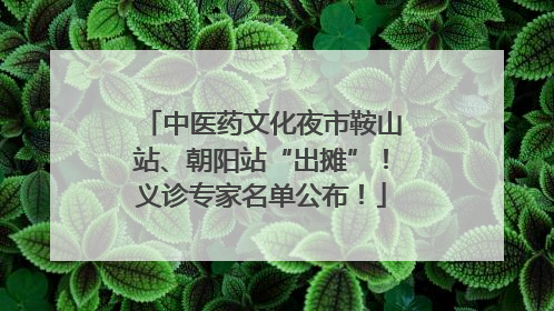 中医药文化夜市鞍山站、朝阳站“出摊”！义诊专家名单公布！