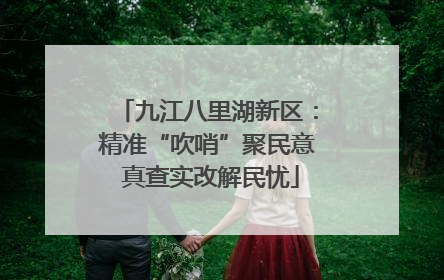 九江八里湖新区：精准“吹哨”聚民意 真查实改解民忧