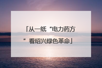 从一纸“电力药方”看绍兴绿色革命