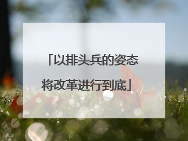 以排头兵的姿态将改革进行到底