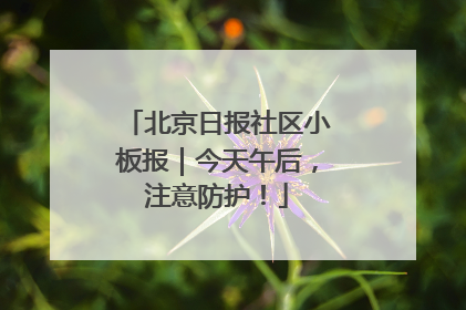 北京日报社区小板报|今天午后,注意防护!