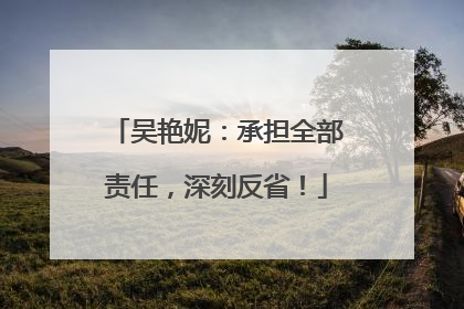 吴艳妮：承担全部责任，深刻反省！