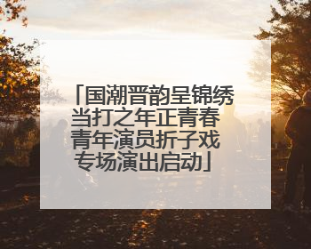 国潮晋韵呈锦绣 当打之年正青春 青年演员折子戏专场演出启动