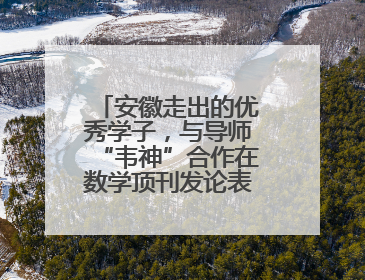 安徽走出的优秀学子，与导师“韦神”合作在数学顶刊发论表重要科研成果