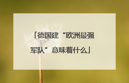 德国建“欧洲最强军队”意味着什么
