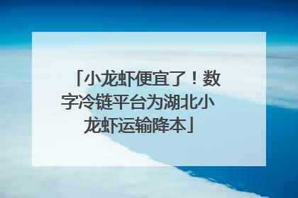 小龙虾便宜了！数字冷链平台为湖北小龙虾运输降本