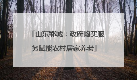 山东郓城：政府购买服务赋能农村居家养老
