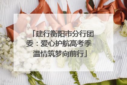 建行衡阳市分行团委：爱心护航高考季 温情筑梦向前行