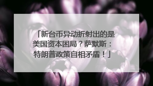 新台币异动折射出的是美国资本困局？萨默斯：特朗普政策自相矛盾！