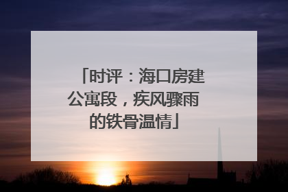 时评：海口房建公寓段，疾风骤雨的铁骨温情