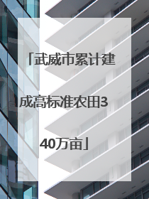 武威市累计建成高标准农田340万亩