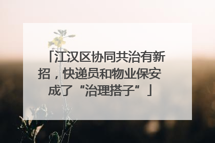 江汉区协同共治有新招，快递员和物业保安成了“治理搭子”