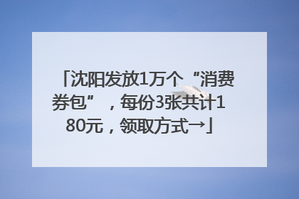 沈阳发放1万个“消费券包”，每份3张共计180元，领取方式→