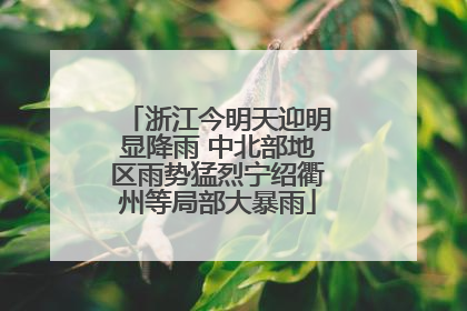 浙江今明天迎明显降雨 中北部地区雨势猛烈宁绍衢州等局部大暴雨