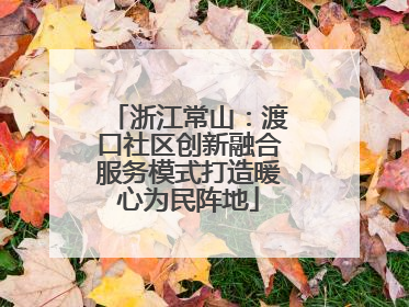 浙江常山：渡口社区创新融合服务模式打造暖心为民阵地