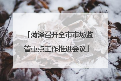 菏泽召开全市市场监管重点工作推进会议
