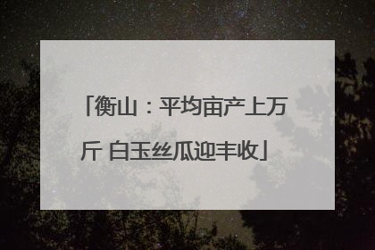 衡山：平均亩产上万斤 白玉丝瓜迎丰收