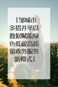 邹城市：多措并举以数据赋能绿色低碳高质量政务服务新模式