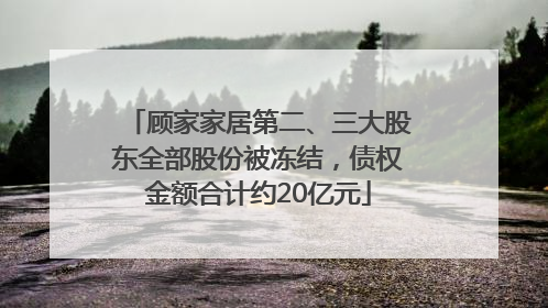 顾家家居第二、三大股东全部股份被冻结，债权金额合计约20亿元