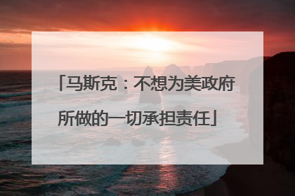 马斯克：不想为美政府所做的一切承担责任