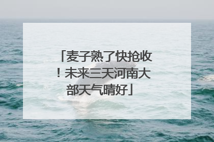 麦子熟了快抢收！未来三天河南大部天气晴好