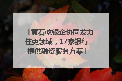 黄石政银企协同发力住更领域，17家银行提供融资服务方案